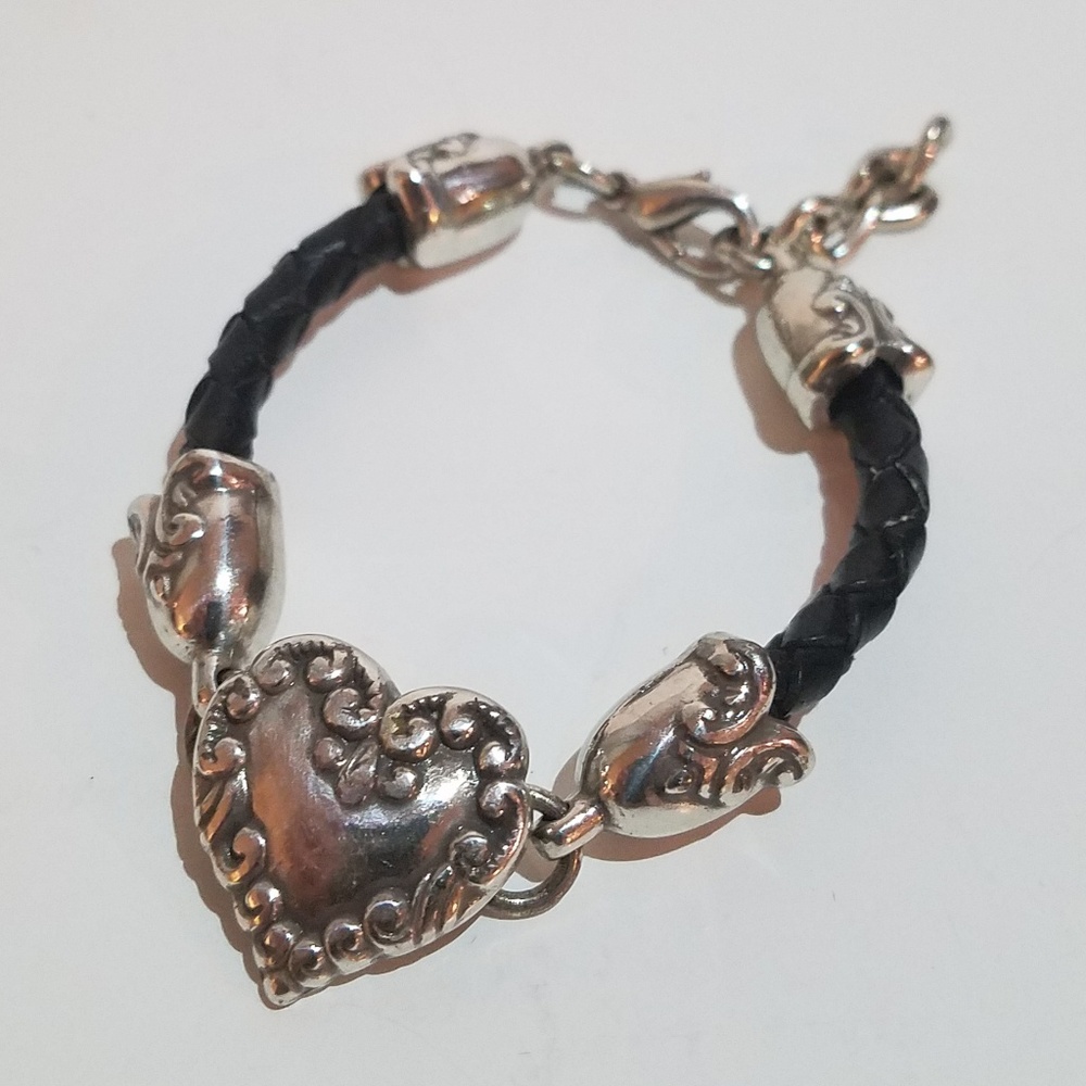 Brighton Braided  Leather and silver plated ❤ brac